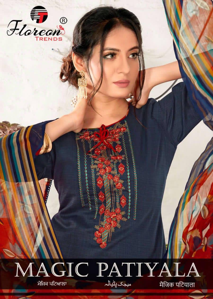 Floreon Trends Magic Patiyala Designer Heavy Glaze Cotton Silk Nagetive Print Suits Wholesale