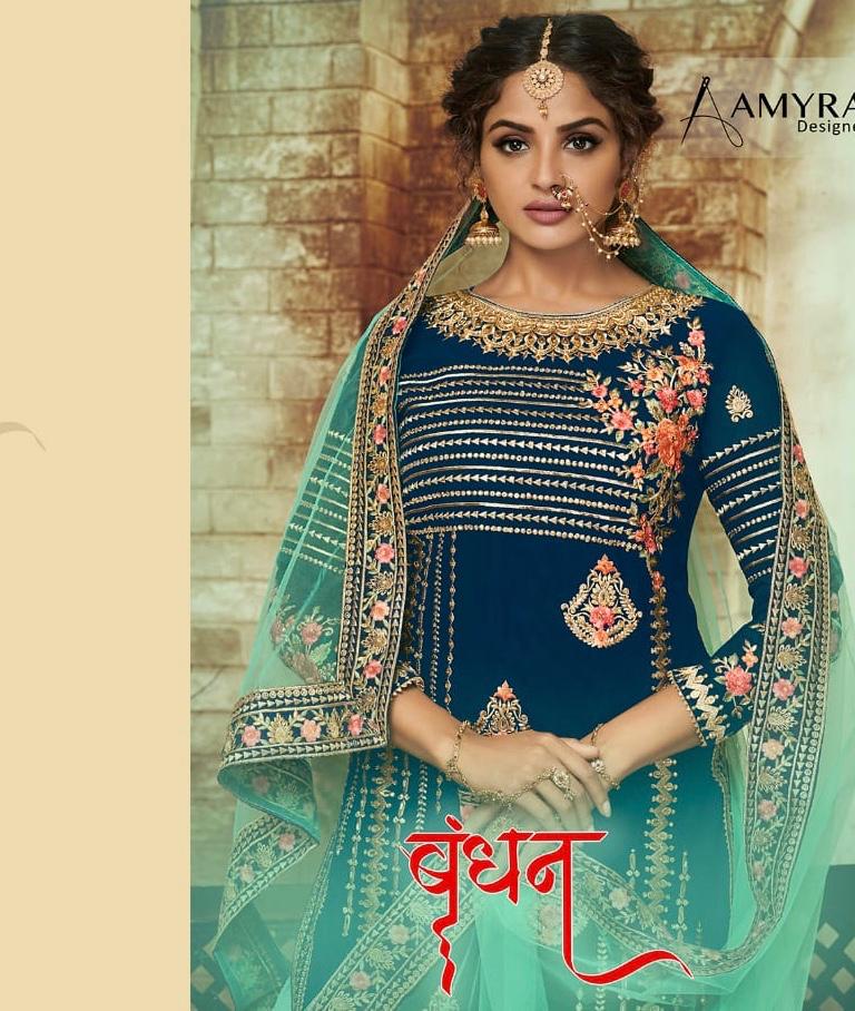 Amyra Bandhan Designer Real Georgette With Heavy Embroidery Work Suits Wholesale