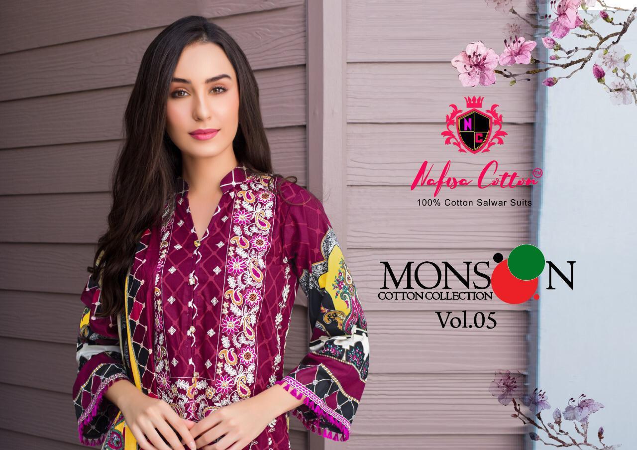 Nafisa Cotton Monsoon Cotton Collection Vol 5 Designer Pakistani Pettern Low Range Cotton Suits Wholesale