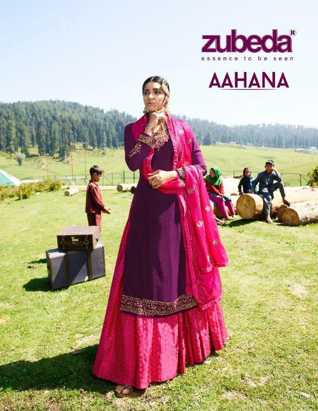 Zubeda Aahana Designer Satin Georgette With Embroidery Work Suits Wholesale