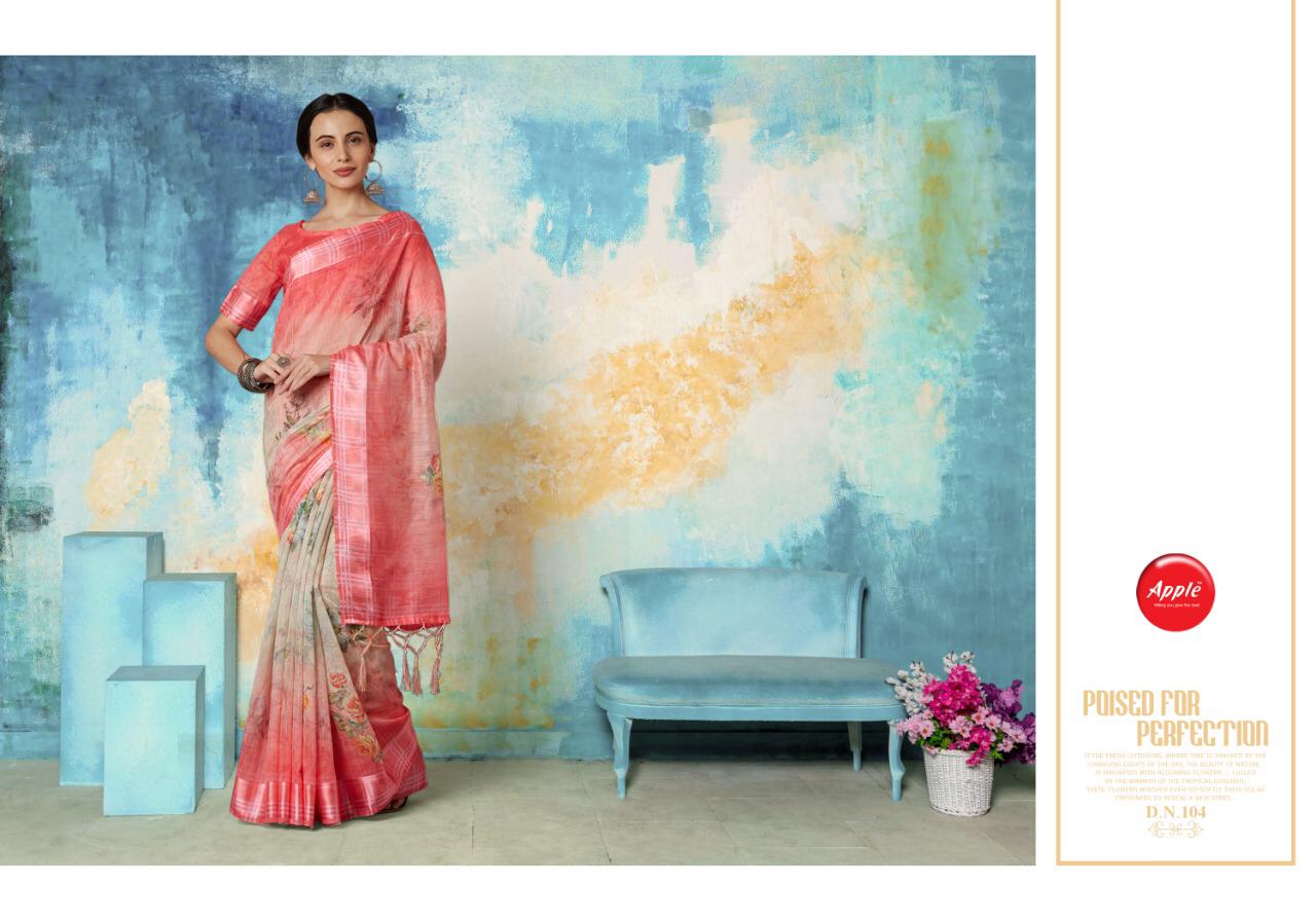 Apple Saree Shushma Vol 1 Designer Linen Digital Print Satin Patta Sarees Wholesale