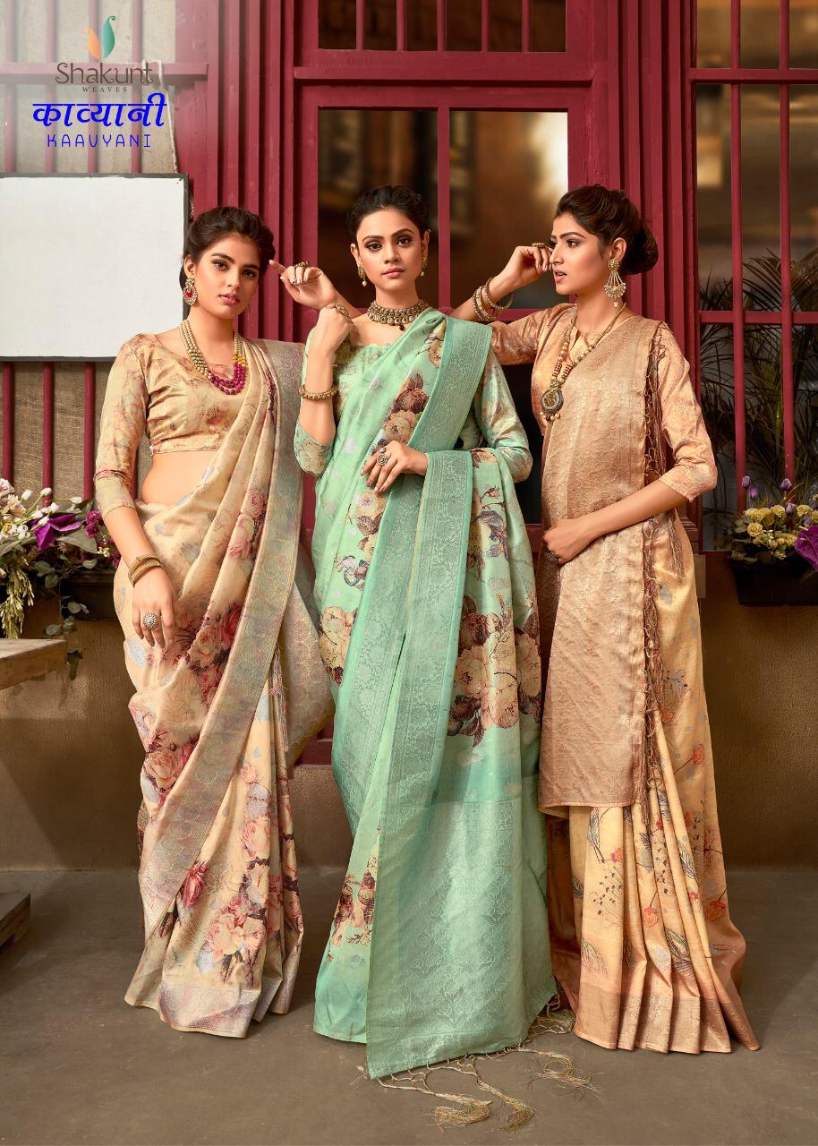 Shakunt Kaavyani 26031 Series Designer Silk Weaving Digital Printed Sarees Wholesale