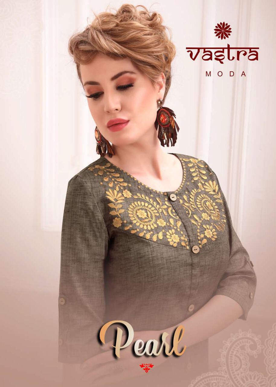 Vastra Moda Pearl Vol 1 Designer Premium Cotton With Embroidery Work Kurtis Wholesale