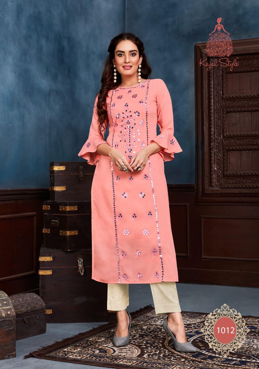 Kajal Style Fashion Saga Vol 1 Designer Work With Muslin Kurti And Cotton Flex Bottom Festival Wear Collection In Best Wholesale Rate