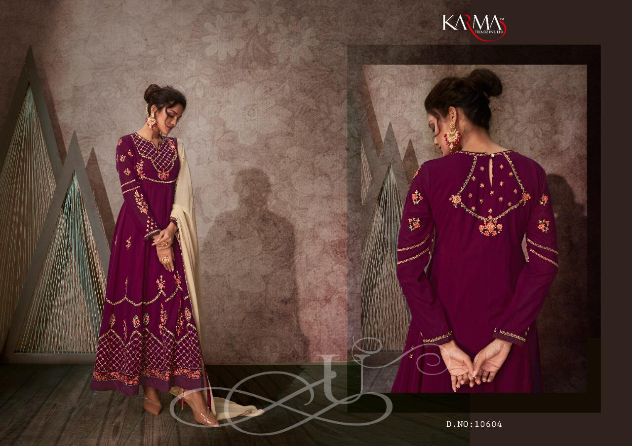 Karma 10602 Series Georgette Embroided Anarkali Stone Work Designer Suits Wholesale