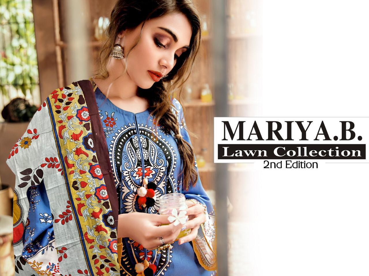 Mariya B Lawn Collection 2nd Edition Designer Cotton Daily Wear Suits With Cotton Mal Mal Dupatta Collection In Best Wholesale Rate