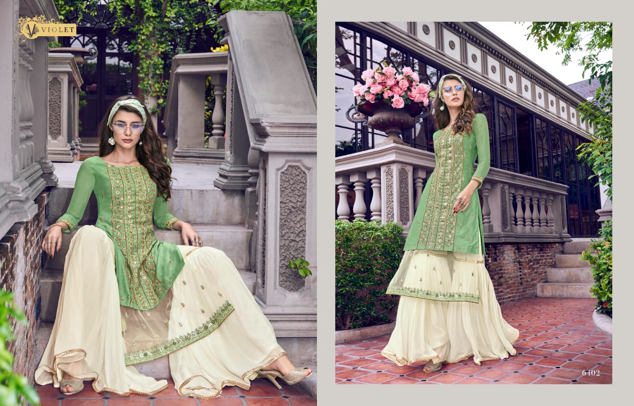 Swagat Violet 6401 Series Designer  Embroidery Work Festival And Wedding Wear Suits In Best Wholesale Rate