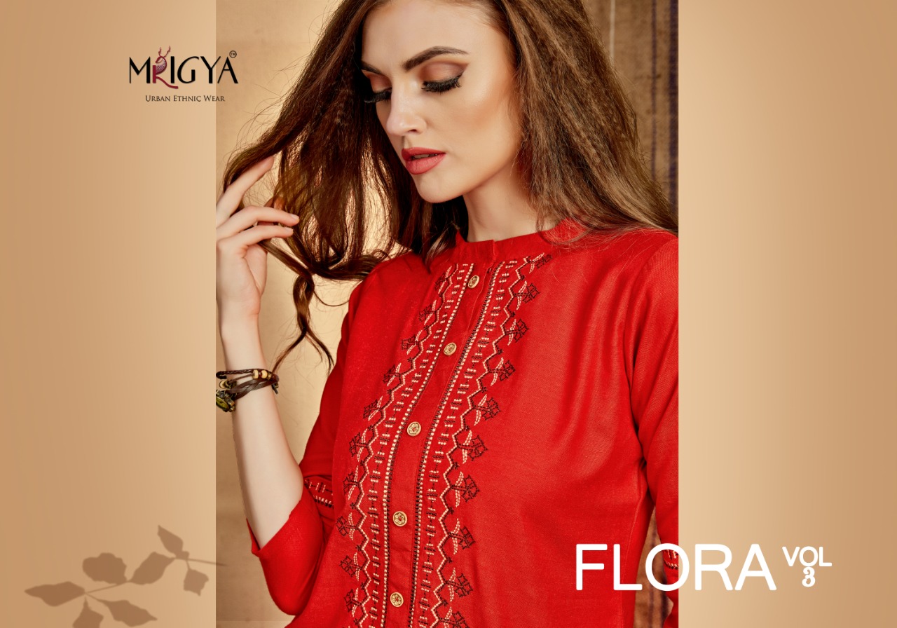 Mrigya Flora 3 Designer Rayon Embroidery Short Tops In Best Wholesale Rate