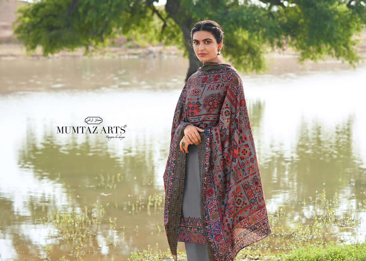 Mumtaz Arts Cashmere 500 Series  Designer Jam Satin Embroidery Work Suits Wholesale