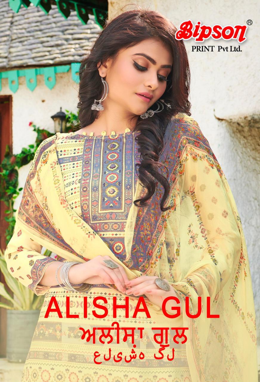 Bipson Alisha Gul Designer Cotton Satin Digital Printed Suits Wholesale