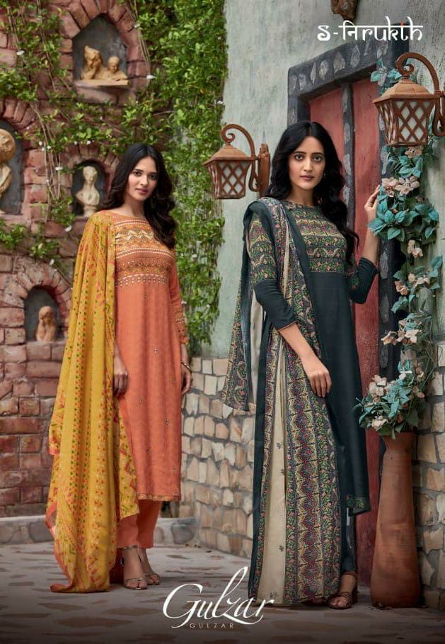 S-nirukht Gulzar Designer Cotton Satin With Mirror Work Suits Wholesale
