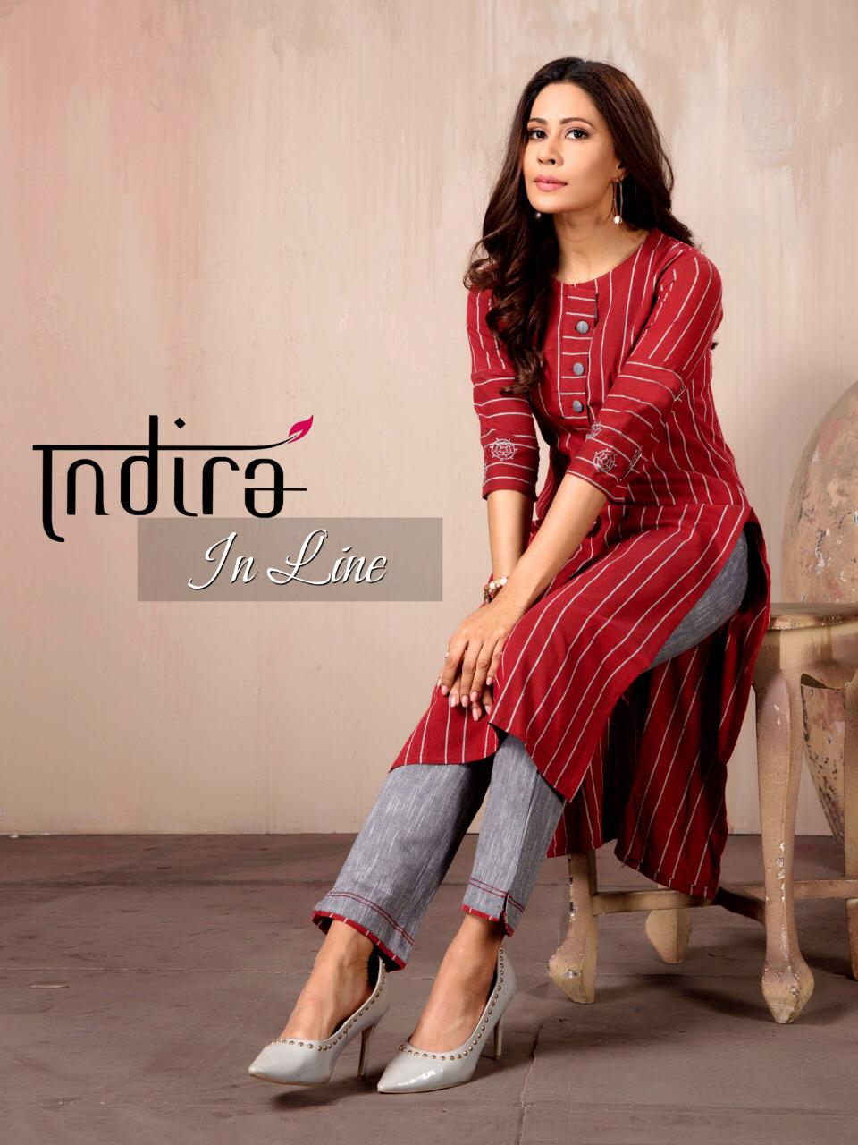 Indira Apparel's In Line Designer Cotton Kurti With Pant Two Pieece Collection Wholesale