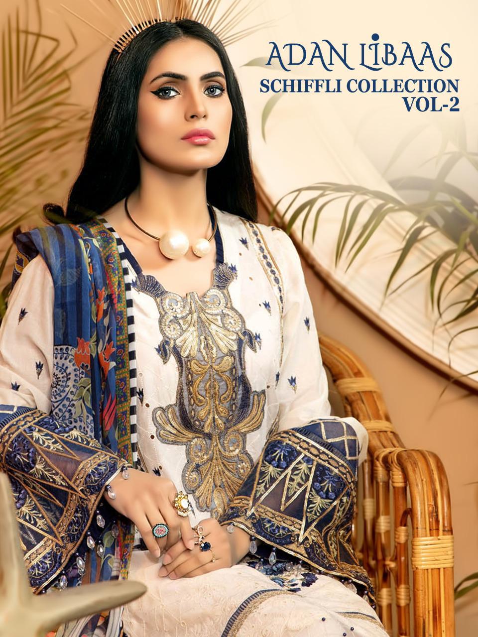 Shree Fab Adnan Libas Schiffli Collection Vol 2  Designer Pure Cotton With Heavy Self Embroidery Work Suits Wholesale