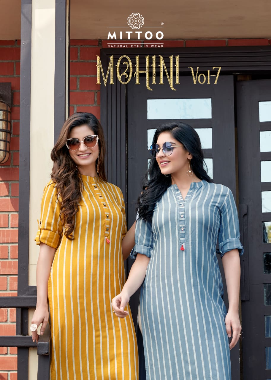 Mittoo Mohini Vol 7 Designer Rayon Stitch Kurti With Cotton Pants Daily Wear Collection In Best Wholesale Rate