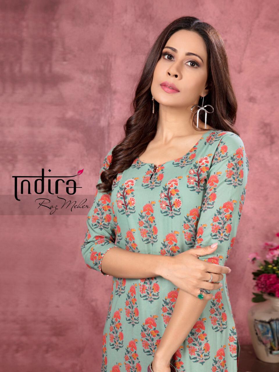 Indira Roz Meher 2 Designer Cambric Cotton Embroidered Top With Cotton Bottom In Best Wholesale Rate