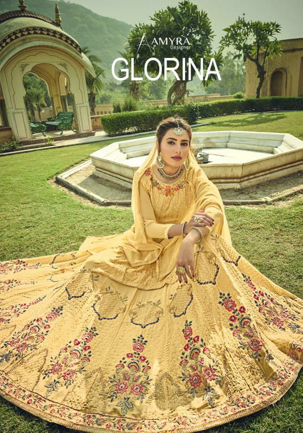 Amyra Glorina Designer Georgette With Exclusive Embroidery Work Suits In Wedding Wear Collection At Best Wholesale Rate
