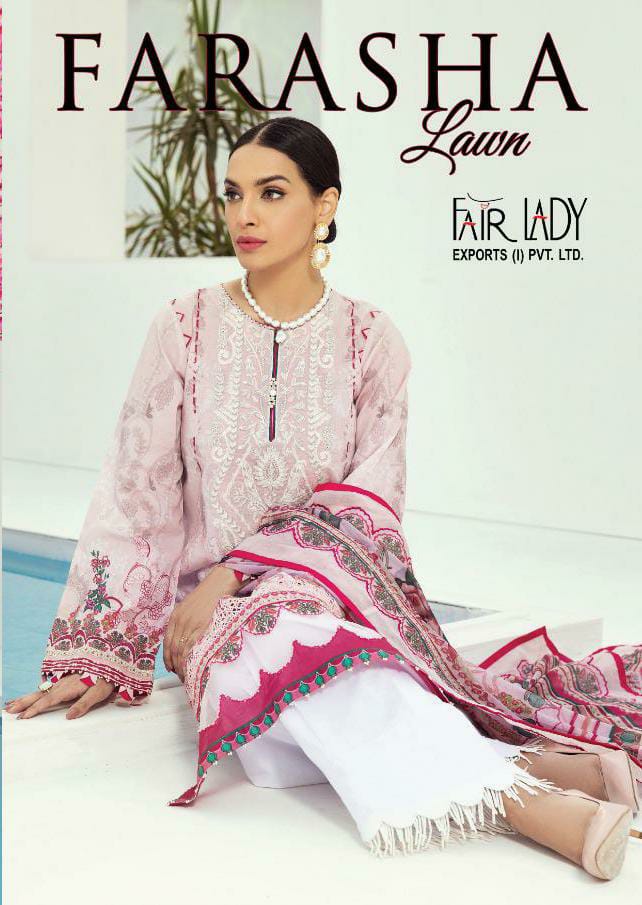 Fair Lady Baroque Farasha Designer Embroidery Patch With Jam Satin Digital Printed Suits In Best Wholesale Rate