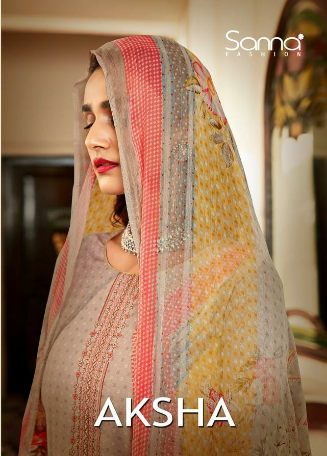 Sanna Aksha Designer Work With Cotton Lawn Digital Printed Suits In Best Wholesale Rate