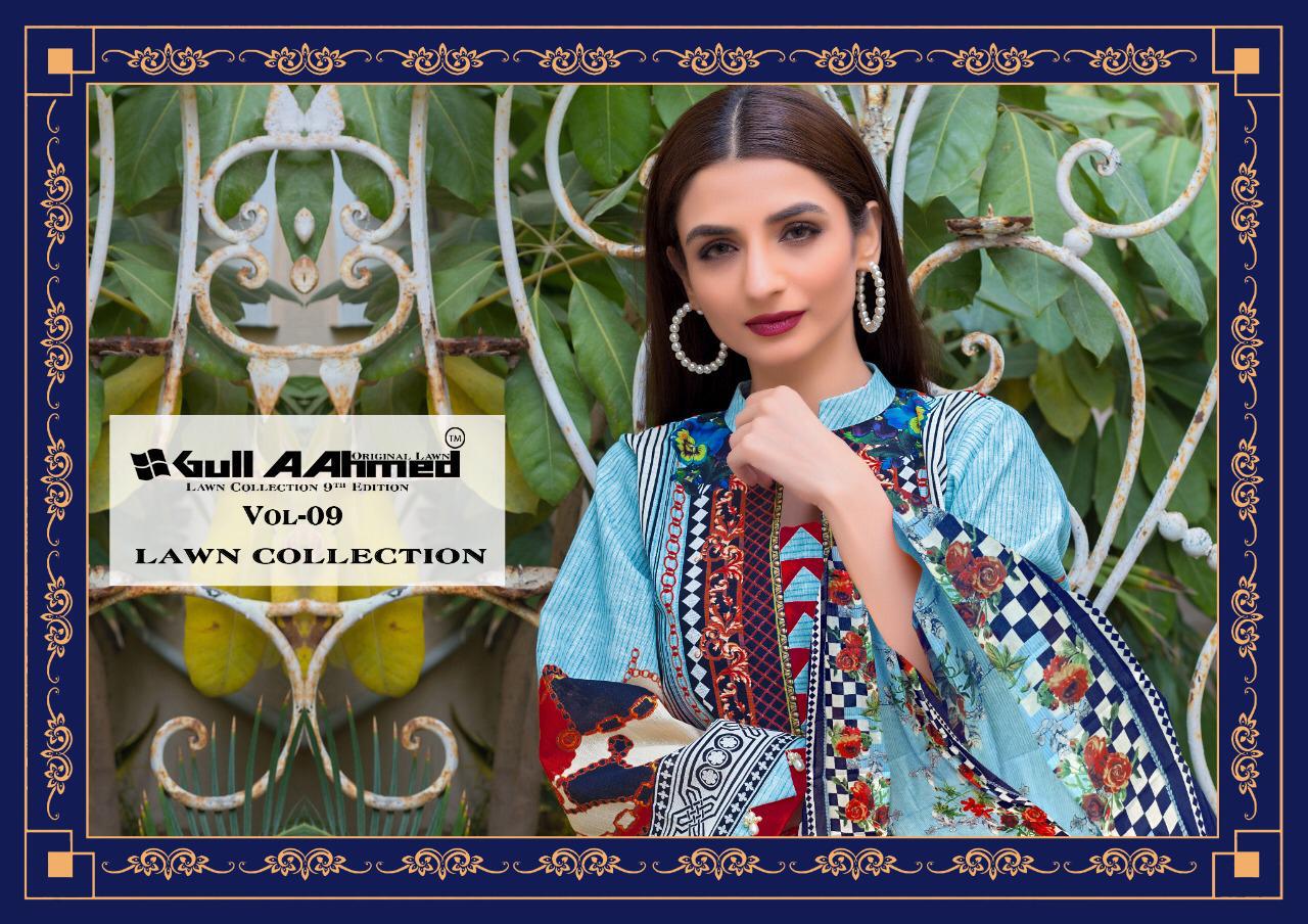 Gulahmed Vol 9 Designer Lawn Printed Daily Wear Cotton Suits In Best Wholesale Rate