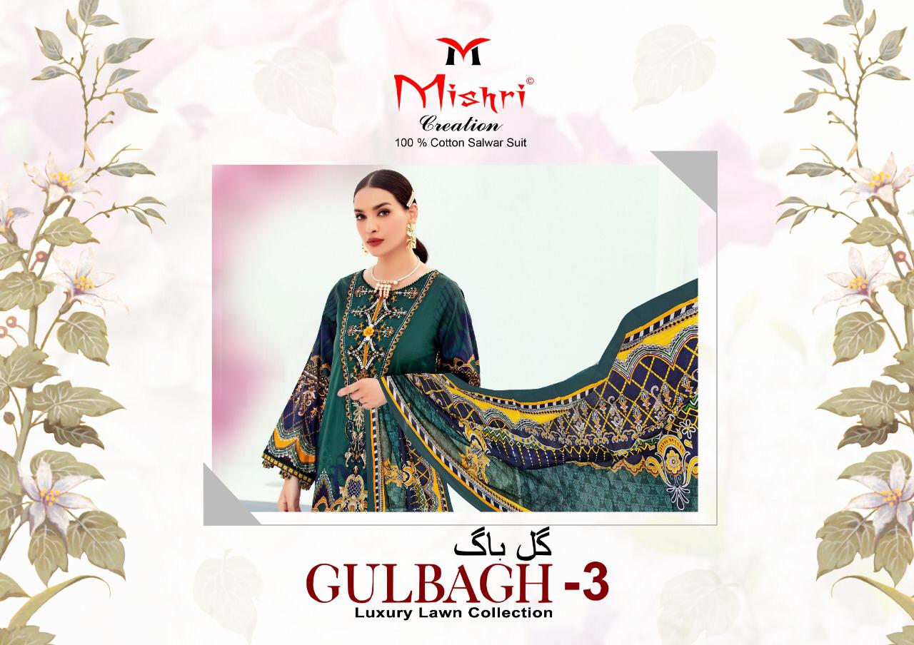 Mishri Gulbagh Vol 3 Designer Premium Lawn Cotton Daily Wear Suits In Best Wholesale Rate