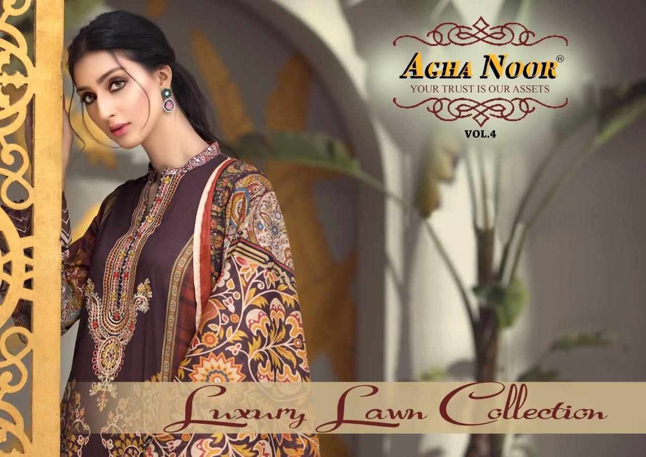 Agha Noor Vol 4 Designer Luxury Lawn Collection Karachi Style Suits Wholesale