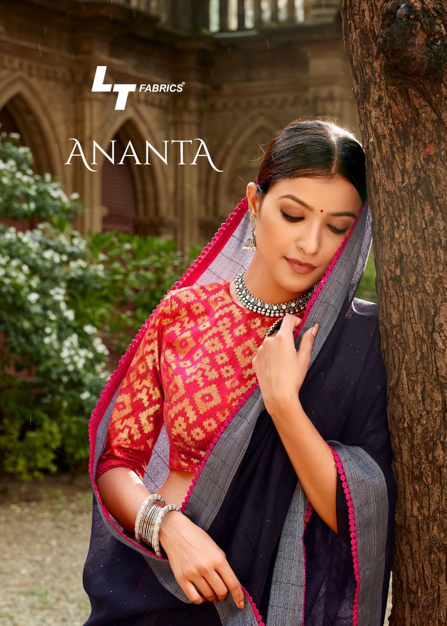 Lt Fashion Ananta Designer Linen Silk With Sequence Croatina Lace Sarees In Best Wholesale Rate