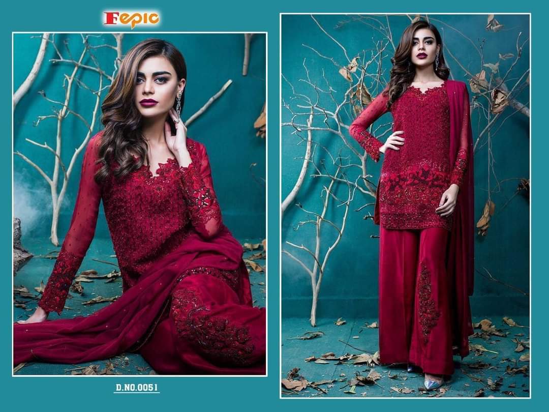 Fepic Sanober 0051 Designer Fox Georgette With Heavy Embroidery Work Pakistani Pattern Suits In Singles