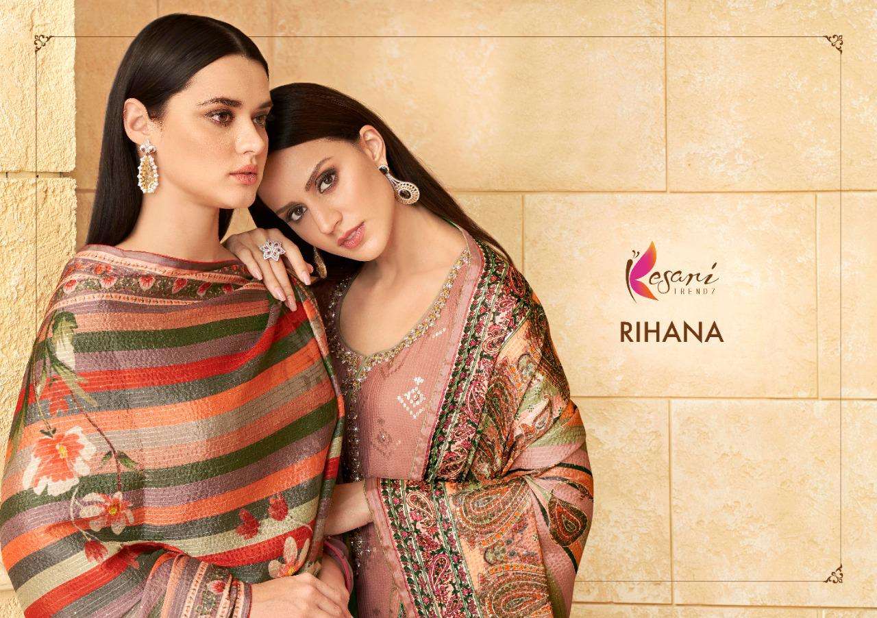 KESARI TRENDZ RIHANA DESIGNER REAL GEORGETTE WITH HEAVY EMBROIDERY WITH SEQUENCE WORK PARTYWEAR SUITS WHOLESALE