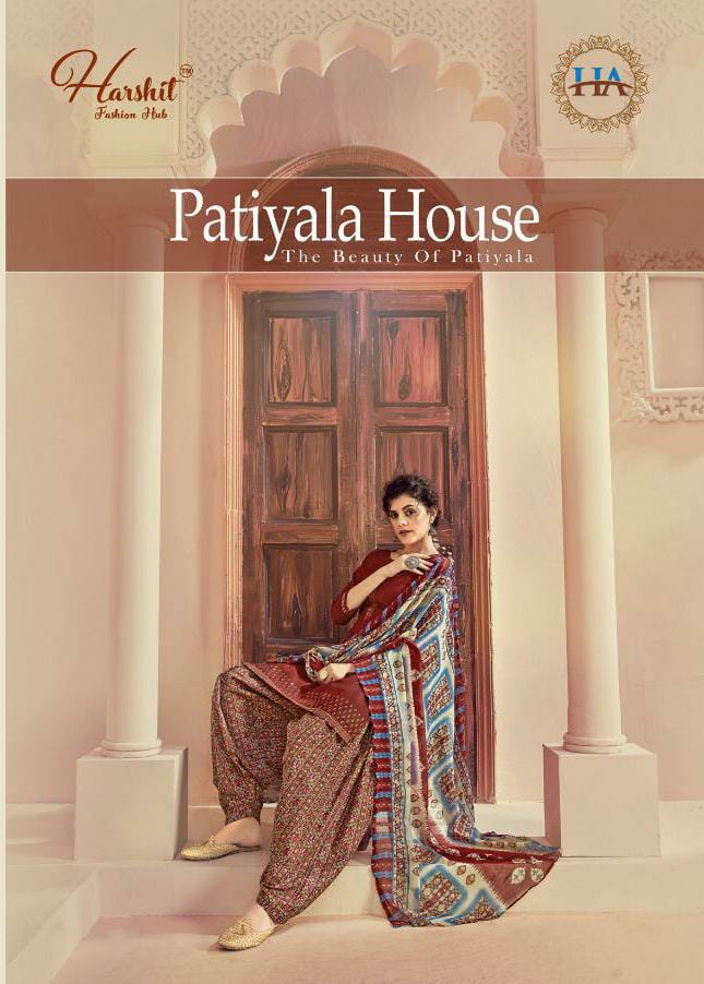Harshit Fashion Hub Patiyala House Cotton Self Print Swarovski Diamond Work Designer Suits Wholesale