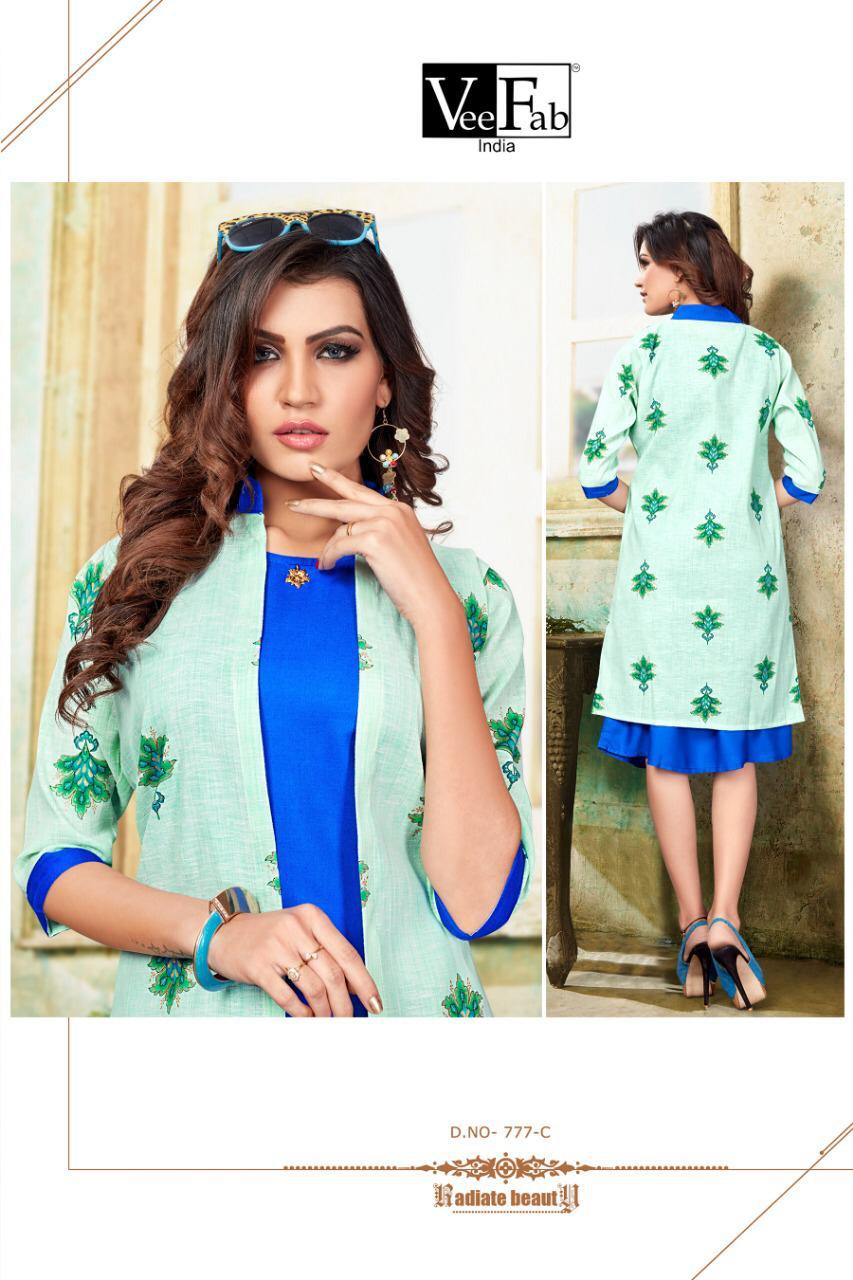 Vee Fab India Femina 14 Kg Rayon Designer Party Wear Heavy Fashionable Kurti Wholesale