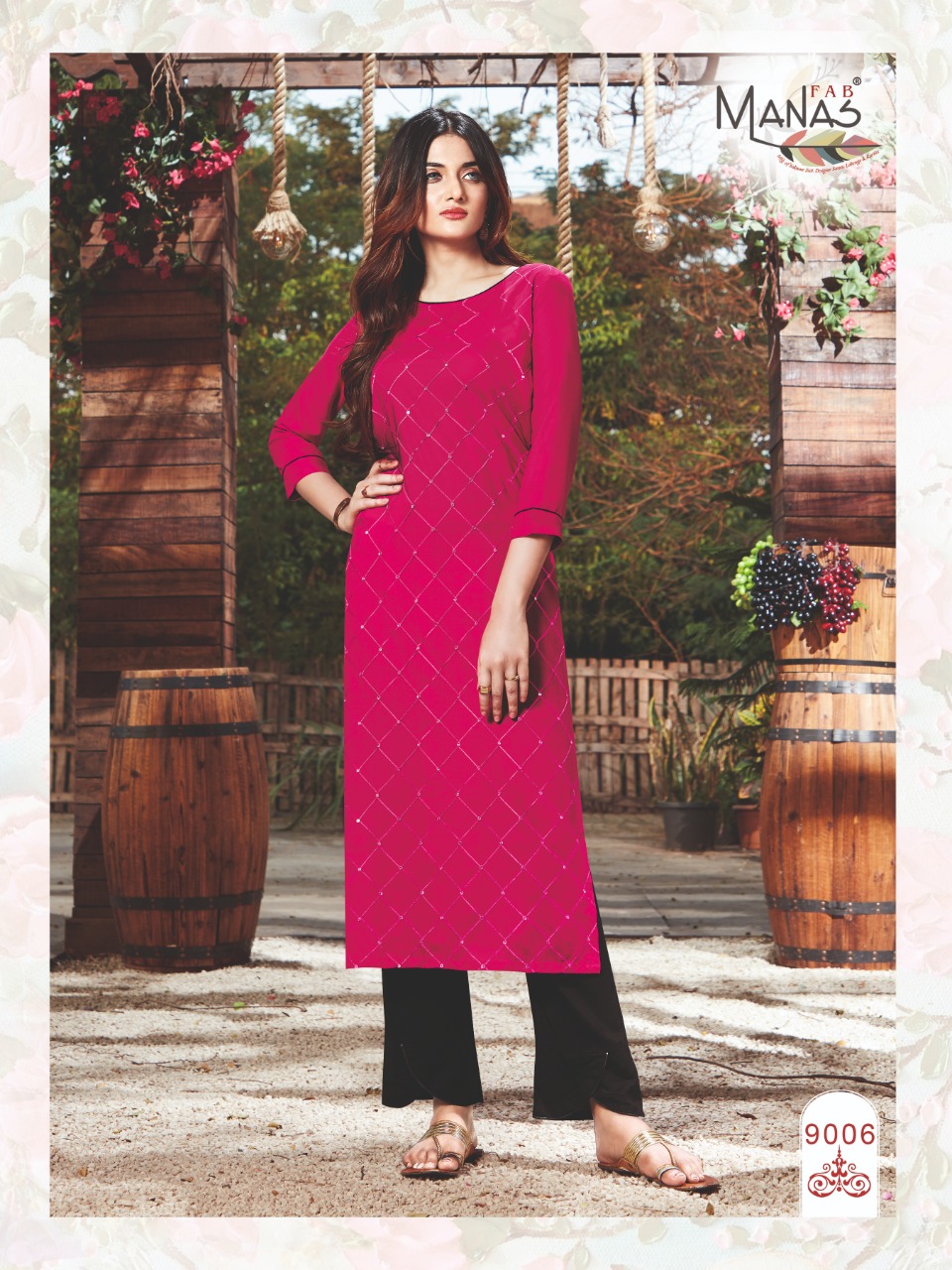 Manas Fab Sequence Designer Embroidered With Rayon Stitch Outdoor Wear Kurtis In Best Wholesale Rate