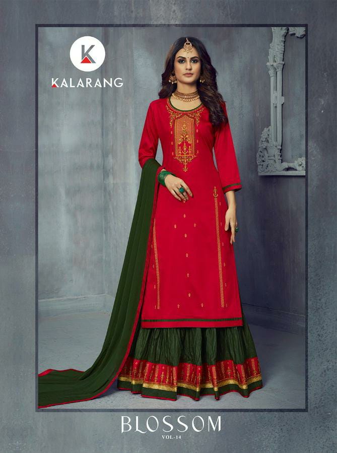 Kalarang Blossom Vol 14 Designer Jam Silk Cotton With Embroidery Party Wear Suits Wholesale