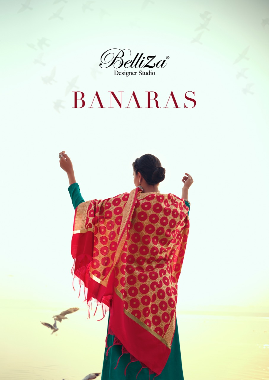 Belliza Banaras Pure Jam Cotton With Jacquard Dupatta Heavy Embroidery Party Wear Suits In Best Wholesale Rate