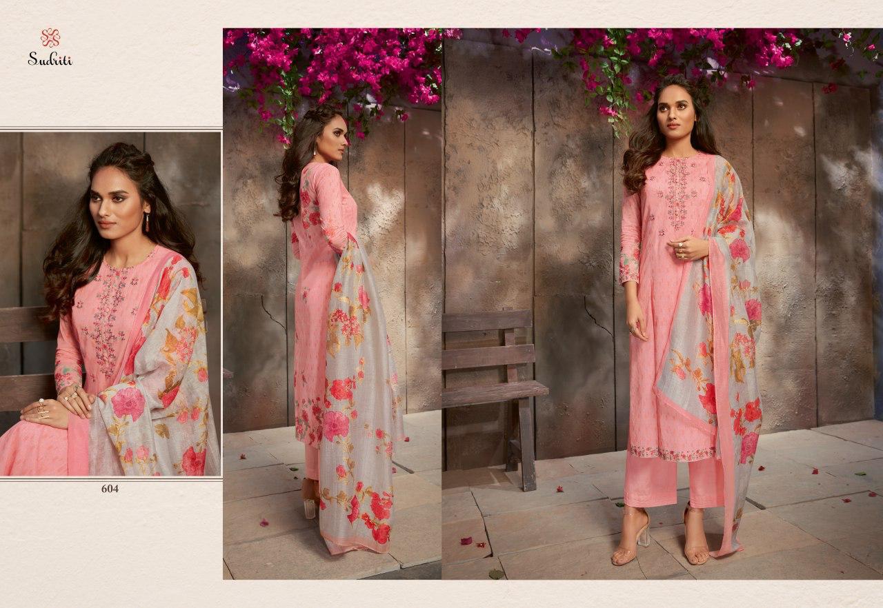 Sudriti Silver Leaves Designer Exclusive Embroidery With Cambric Cotton Printed Suits In Best Wholesale Rate