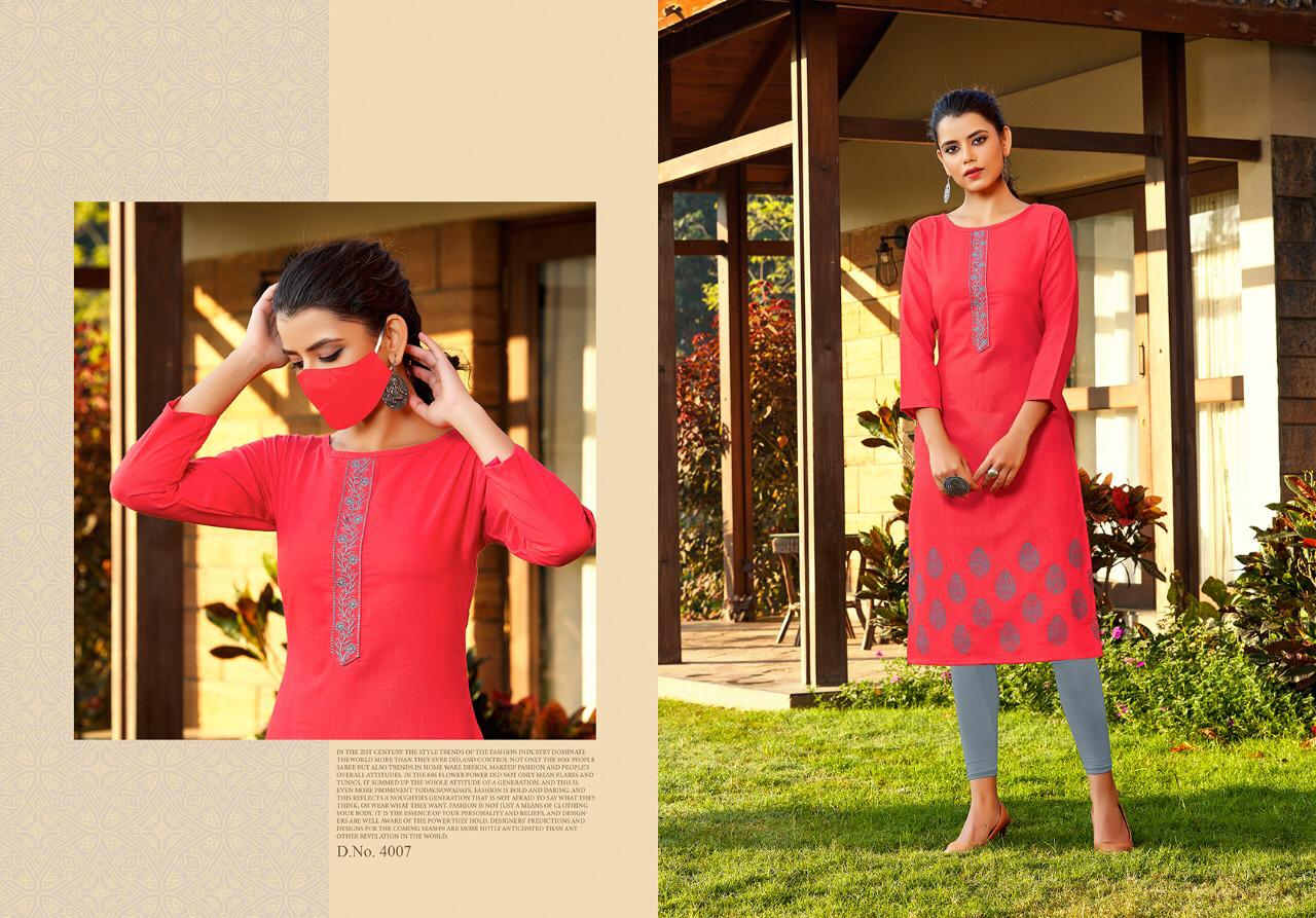 Nitisha Nx Chingari Vol 4 Designer Embroidery Work With Soft Cotton Daily Wear Kurtis In Best Wholesale Rate