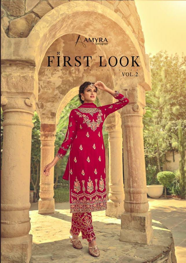 Amyra Designer First Look Vol 2 Designer Heavy Georgette With Embroidery Work Suits Wholesale