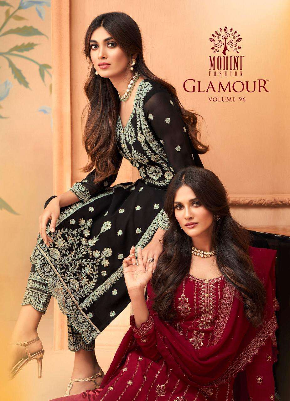 MOHINI FASHION GLAMOUR 96 DESIGNER  GEORGETTE EMBROIDERY WORK PARTYWEAR HEAVY SUITS WHOLESALE