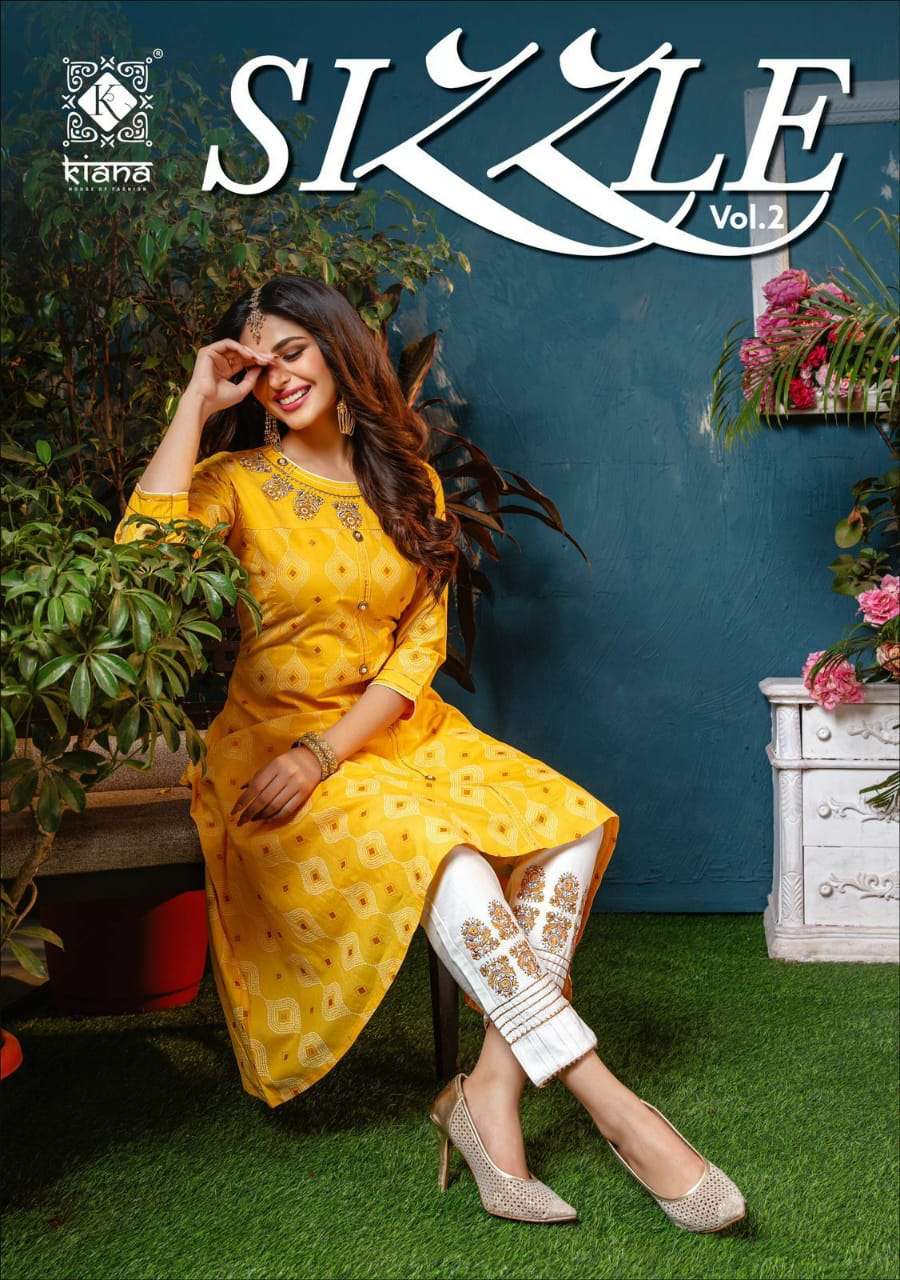 KIANA HOUSE OF FASHION SIZZLE VOL 2 DESIGNER COTTON GOLD PRINT WITH DIVIDER PLAZZO, SHARARA AND PENT PARTYWEAR COLLECTION WHOLESALE