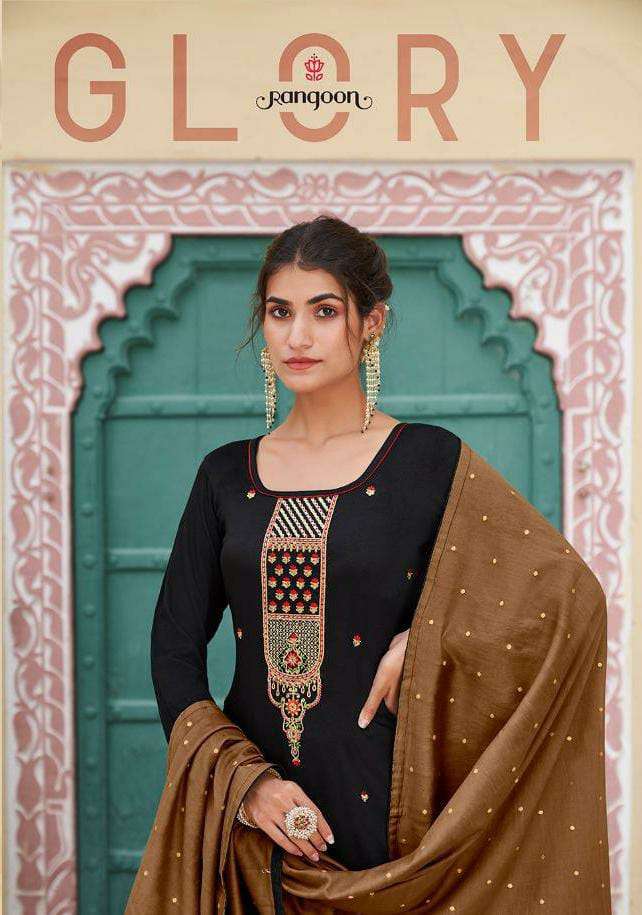 RANGOON GLORY DESIGNER PARAMPARA SILK WITH EMBROIDERY WORK PARTYWEAR READYMADE SUITS WHOLESALE