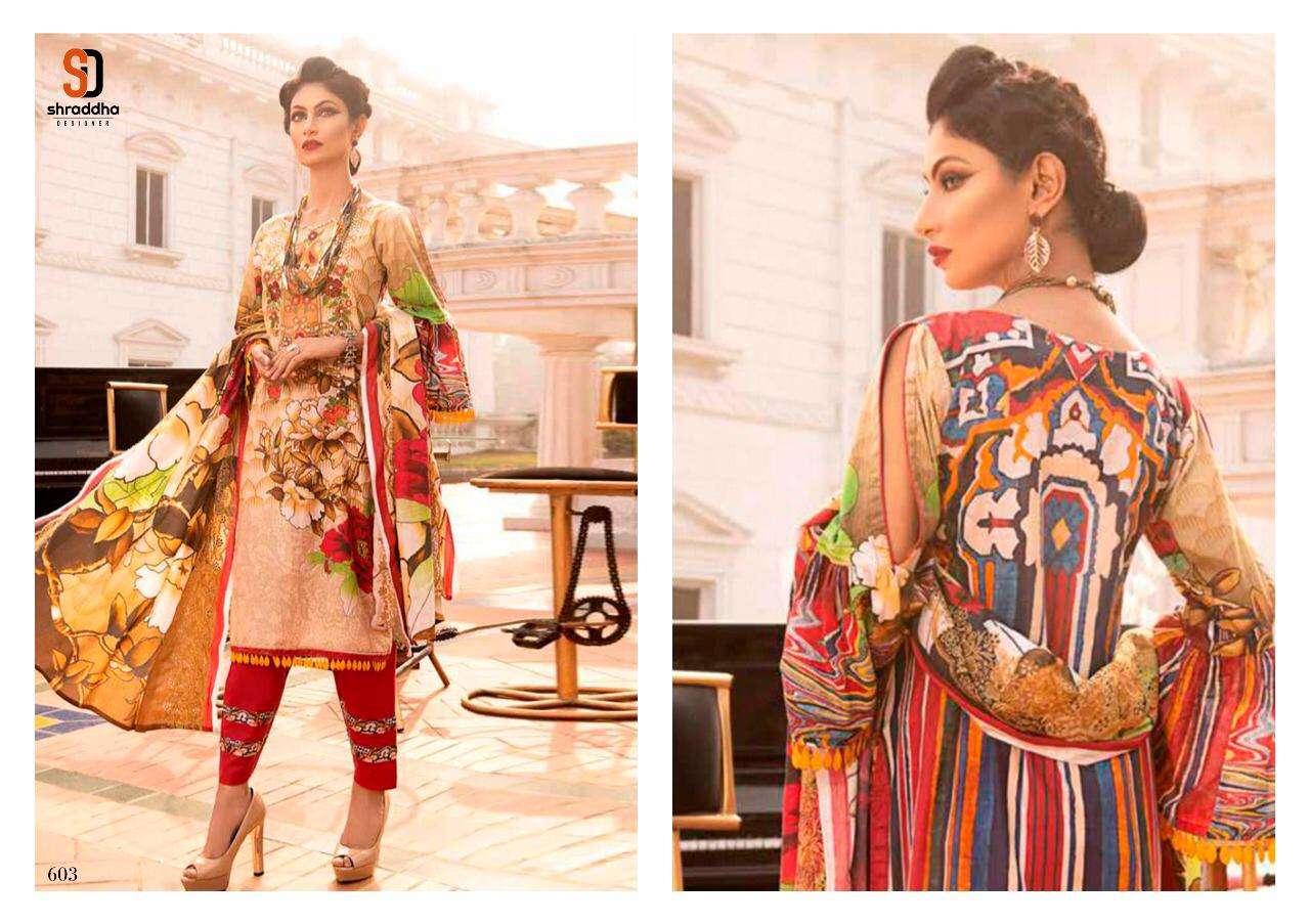 SHARADDHA DESIGNER VERONA DESIGNER LAWN COTTON WITH EMBROIDERY WORK SUITS IN SINGLES