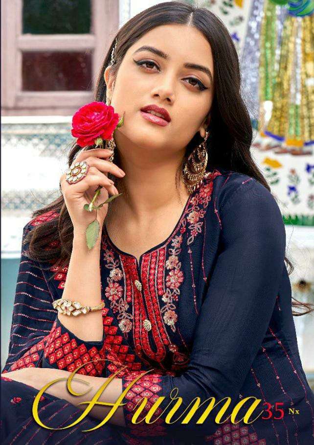 EBA LIFESTYLE HURMA 35 NX DESIGNER FAUX GEORGETTE WITH EMBROIDERY WORK PARTYWEAR SUITS WHOLESALE