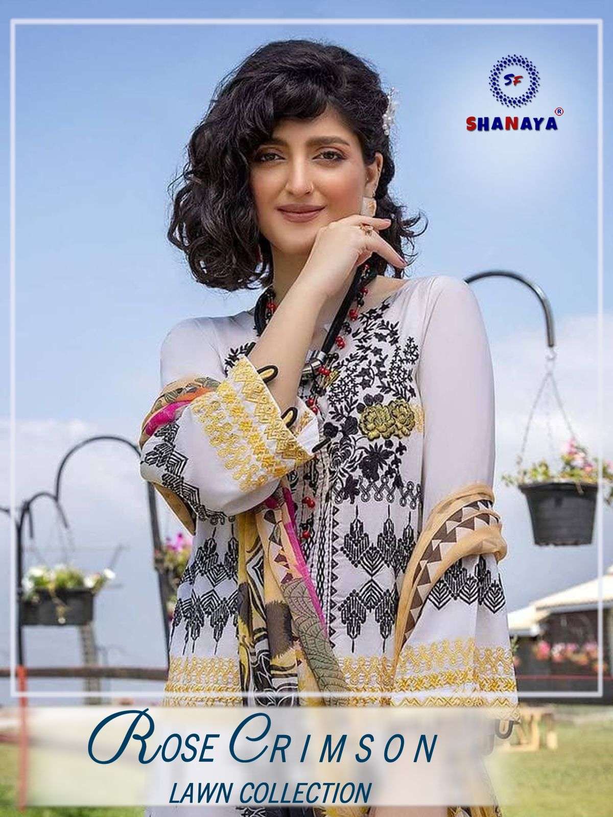SHANAYA FASHION ROSE CRIMSON LAWN COLLECTION DESIGNER CAMBRIC COTTON WITH HEAVY EMBROIDERY WORK PAKISTANI PATTERN SUITS WHOLESALE