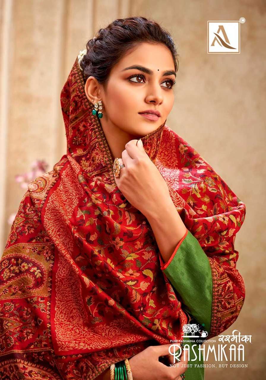 ALOK SUITS RASHMIKAA DESIGNER EMBROIDERY WITH PASHMINA PRINTED WINTER WEAR SUITS IN WHOLESALE RATE 