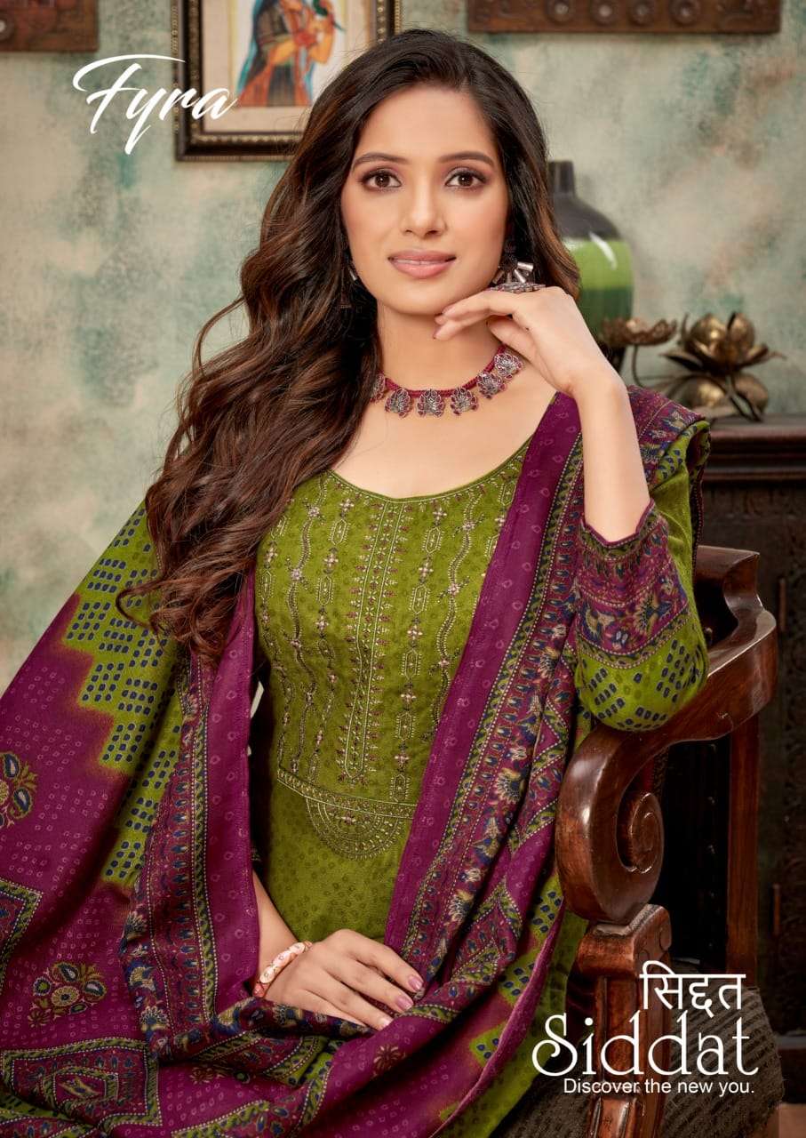 FYRA ALOK SUIT SIDDAT DESIGNER EMBROIDERY WORK WITH WOOLEN PASHMINA DIGITAL PRINTED WINTER WEAR SUITS IN WHOLESALE RATE