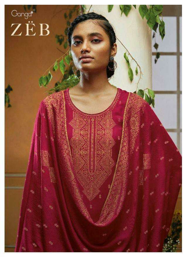 GANGA ZEB DESIGNER WOOL JACQURD WITH EMBROIDERY WORK HEAVY SUITS WHOLESALE