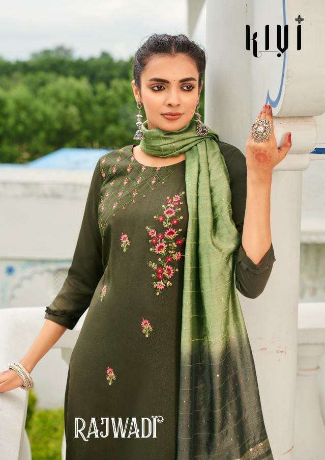 Kivi by Kajree Rajwadi designer Silk with embroidery kurti with Bottom and Dupatta Party wear Readymade Suits in wholesale rate