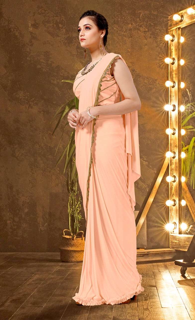 Readymade Designer imported Lycra Material party wear heavy saree in wholesale rate