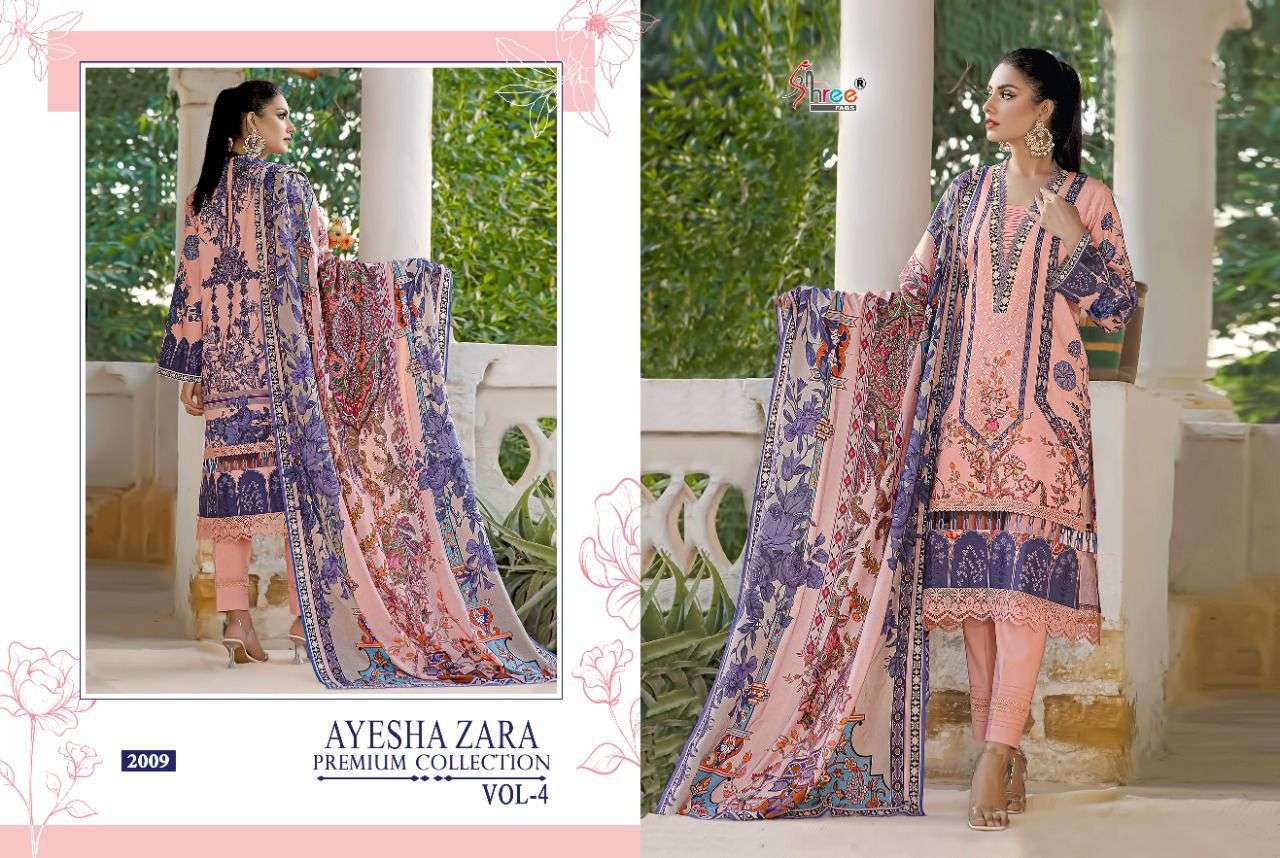 Shree Fab Ayesha Zara Premium Collection vol 4 designer party wear Print with embroidery  cotton dupatta in wholesale rate 