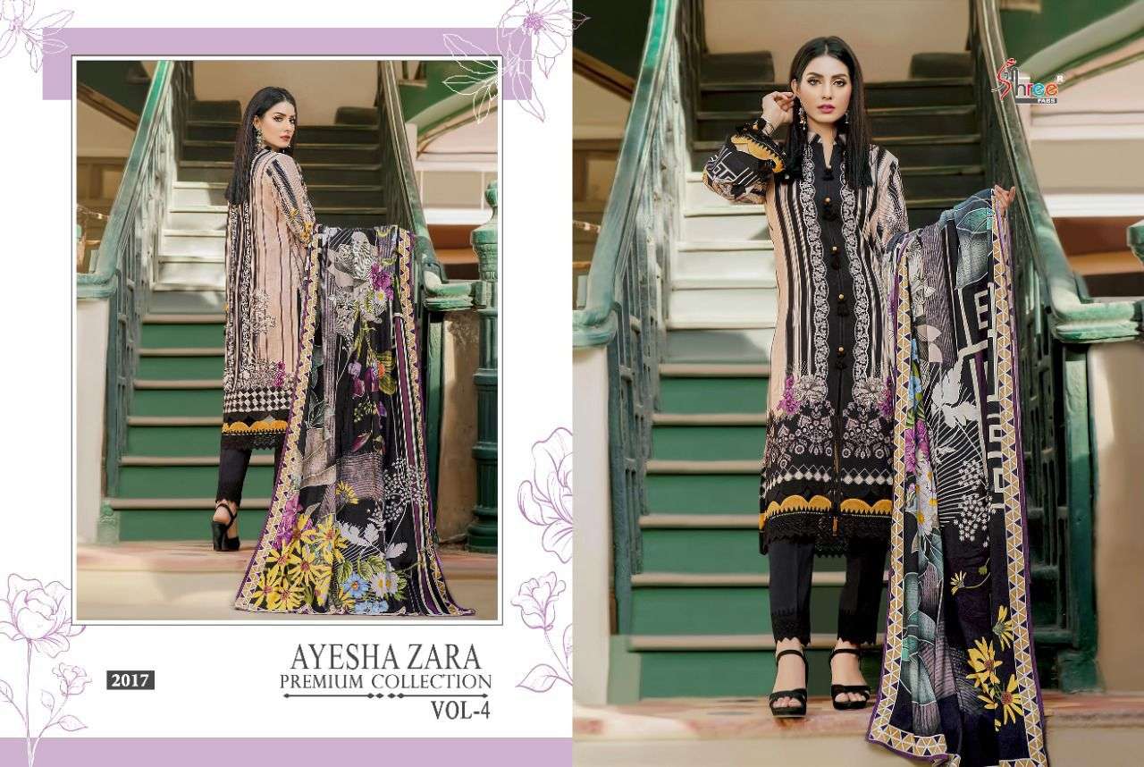 Shree Fab Ayesha Zara Premium Collection vol 4 designer party wear Print with embroidery  Silver Chiffon dupatta in wholesale rate 