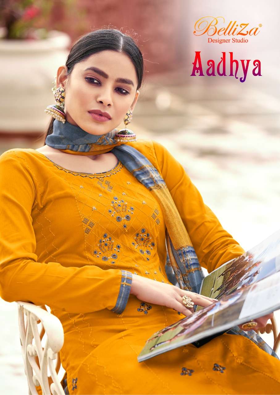 BELLIZA AADHYA DESIGNER EMBROIDERY WORK WITH JAM COTTON SUITS IN WHOLESALE RATE